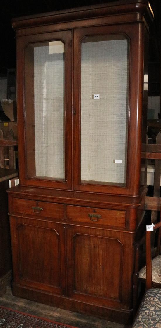 Victorian mahogany round corner bookcase